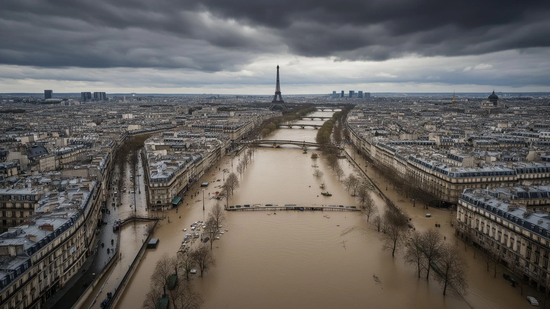 Illustration de Paris et de la Seine en crue